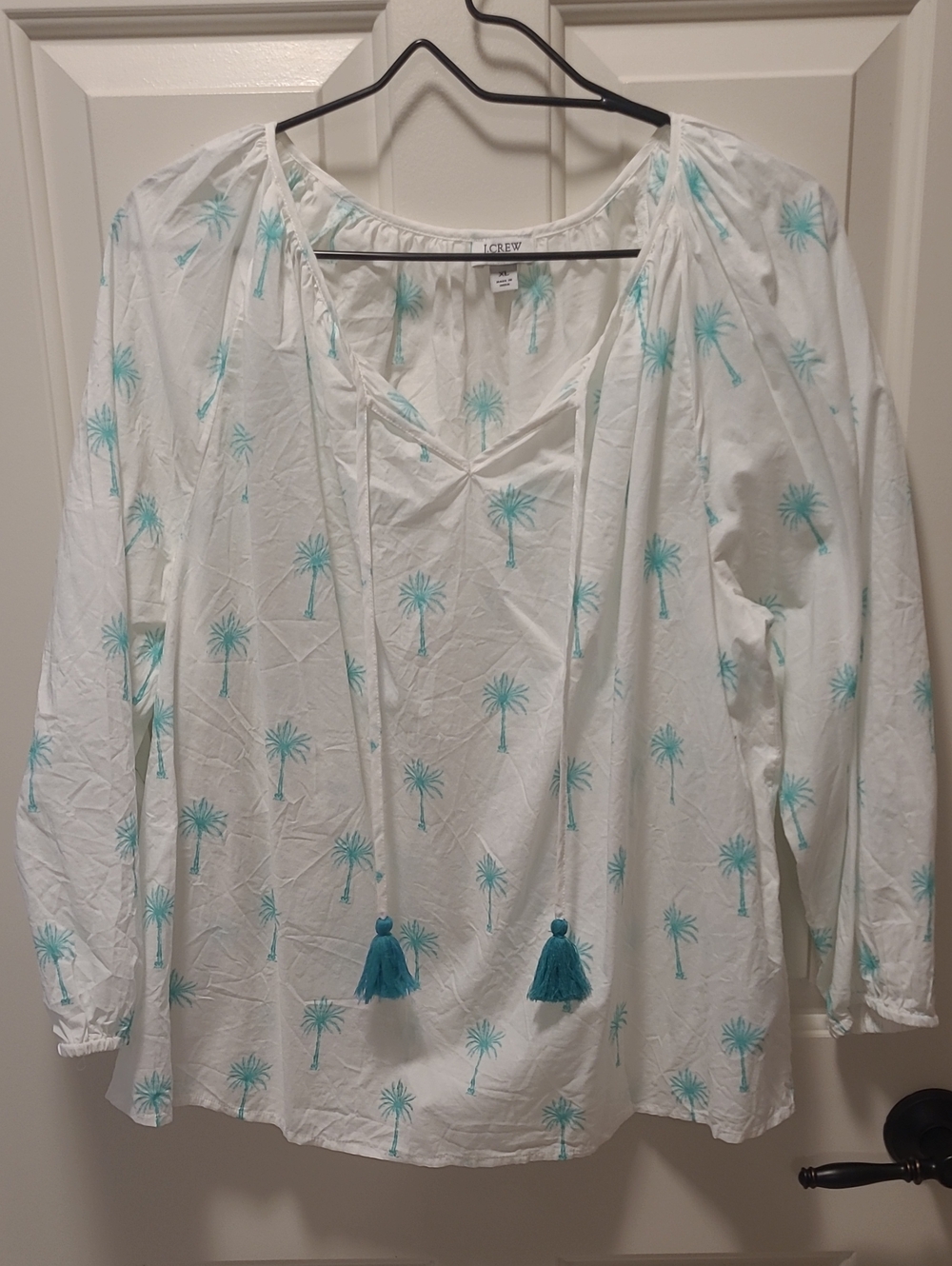 J. Crew Palm Tree Print Top / Blouse XL